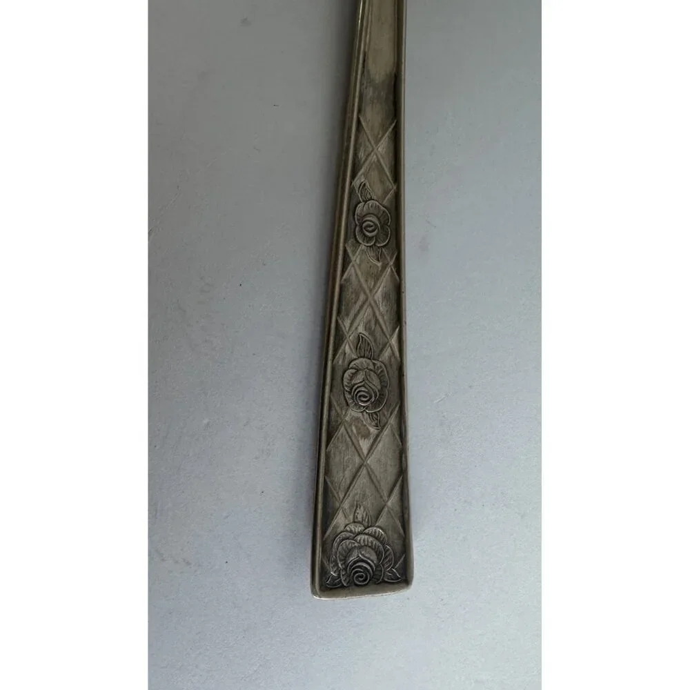 Vtg National Silver Co‎ Silverplate ROSE MARIE Serving Spoon 8.5